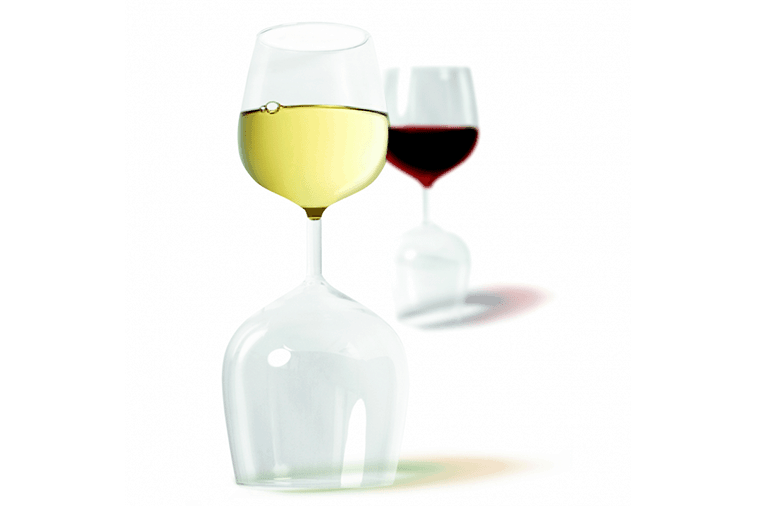 omkeerbaar wijnglas