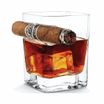 Whiskey Glass with Cigar Holder