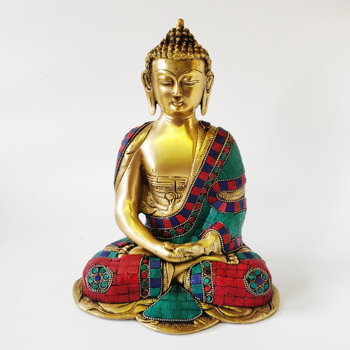 Interpretatie verwennen Rusland Boeddha Beeld - Prachtig bronzen beeld met gekleurde resin steentjes - 25  cm | Haveables