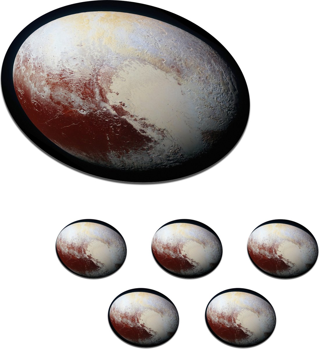 Onderzetters voor glazen - Rond - Pluto - Planeten - Heelal - 10x10 cm - 6 stuks