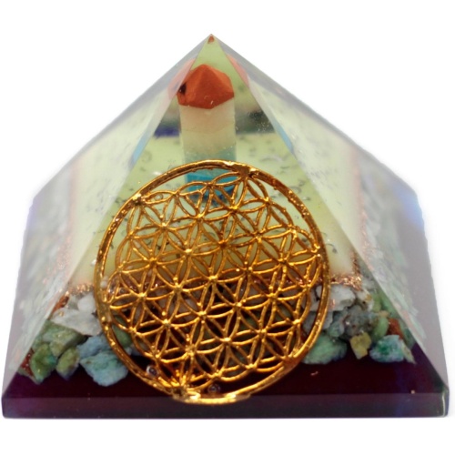 Orgonite Piramide - Levensbloem Symbool - 8 x 8 x 5.5cm