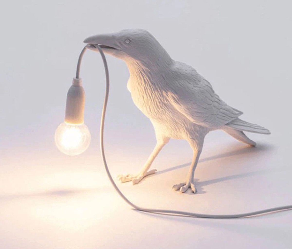 Vogel lamp / Tafel / woonkamer lamp - Kraai lamp / bird lamp - Standing - wit - Inclusief LED lamp - sfeer - trendy | Woonaccessoire