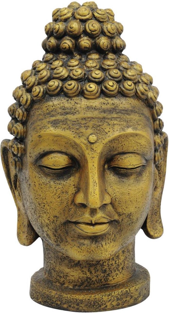 Europalms boeddha beeld - antiek goud - 75cm - Tuinbeeld