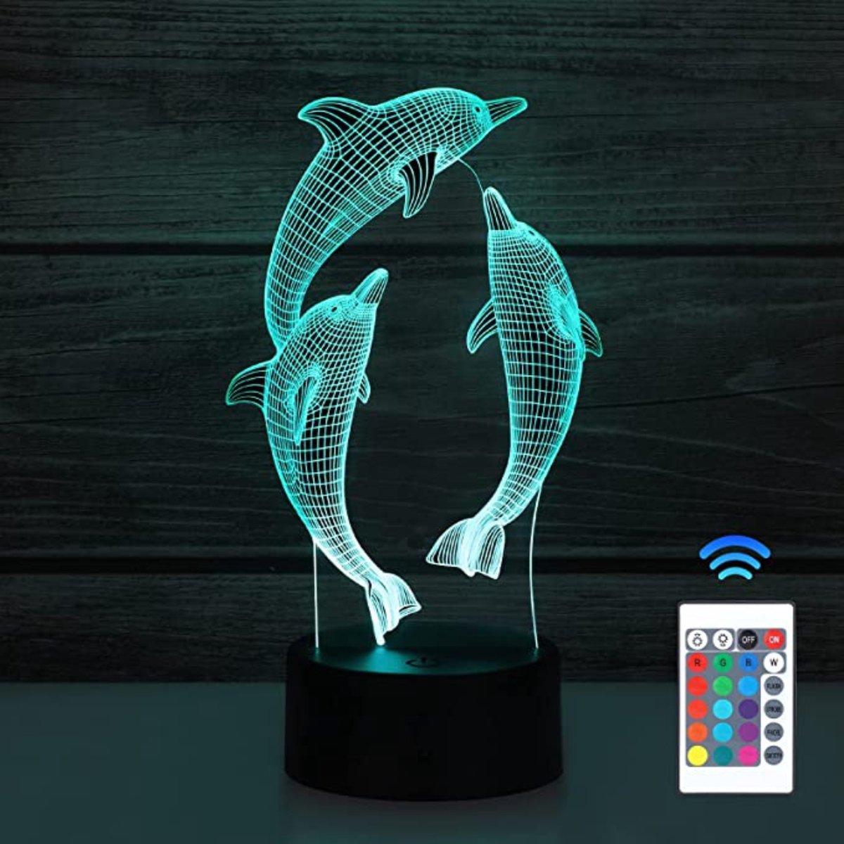 3D-Nachtlampje, 3D-lamp, 16 Kleuren Veranderende Dimbaar, met Afstandsbediening, Decoratie, Led-illusie, Nachtlamp, Kinderspeelgoed, Lamp, Verjaardagscadeau, Jongens, Meisjes, Dolfijn