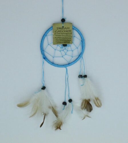 Dromenvanger / Dreamcatcher Ø9cm zonder kleintjes - lichtblauw