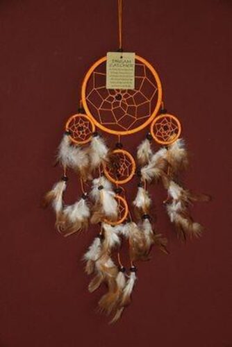 Dromenvanger / Dreamcatcher ⌀12cm met kleintjes - oranje