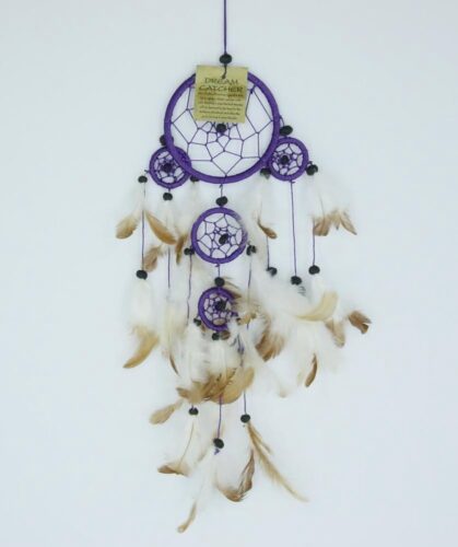 Dromenvanger / Dreamcatcher ⌀9cm met kleintjes - paars