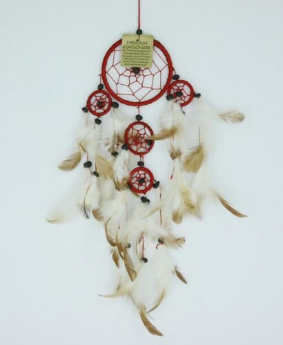 Dromenvanger / Dreamcatcher ⌀9cm met kleintjes - rood