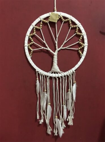 Dromenvanger levensboom (tree of life) met kraaltjes ⌀32cm - wit