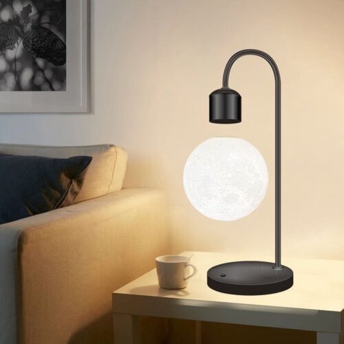 Magnetische Maanlamp - Zwevende maanlamp - Draadloos Telefoon Opladen - Maan bureaulamp - Touch Aan en Uitknop - Staande lampen - Led Lampen - Zwart