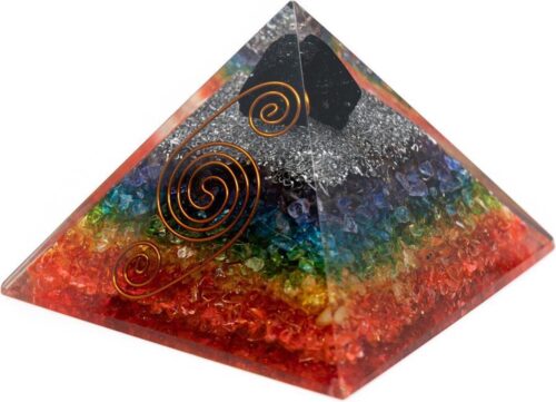 Orgonite Piramide 7 Chakra - Ruwe Zwarte Toermalijn (90 mm)