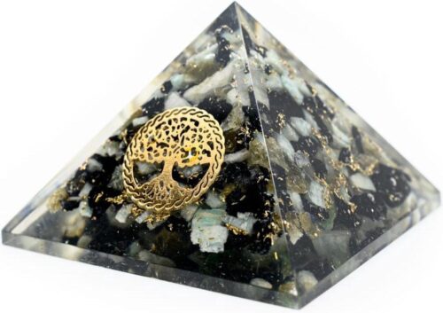 Orgonite Piramide van Chrysocolla - Tree of Life (40 mm)