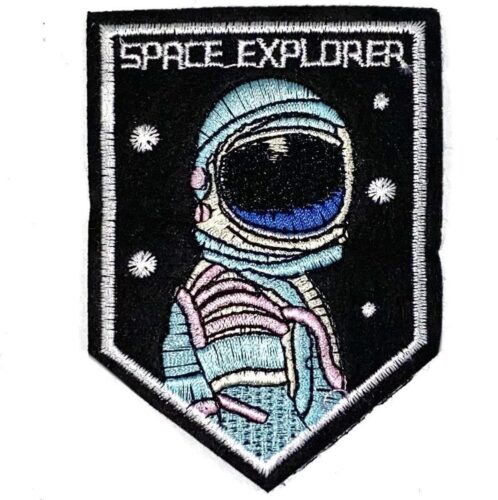 Patchy® - Space Explorer Astronaut Strijk Embleem Patch 6.7 cm / 8.9 cm / Blauw Wit Roze Zwart - Patches