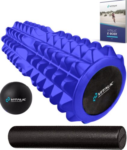 Premium Foam Roller met 4 weken durend ONLINE trainingsschema - Massage fitness roller set zacht- Trigger point rollers met Massagebal | Vitalic